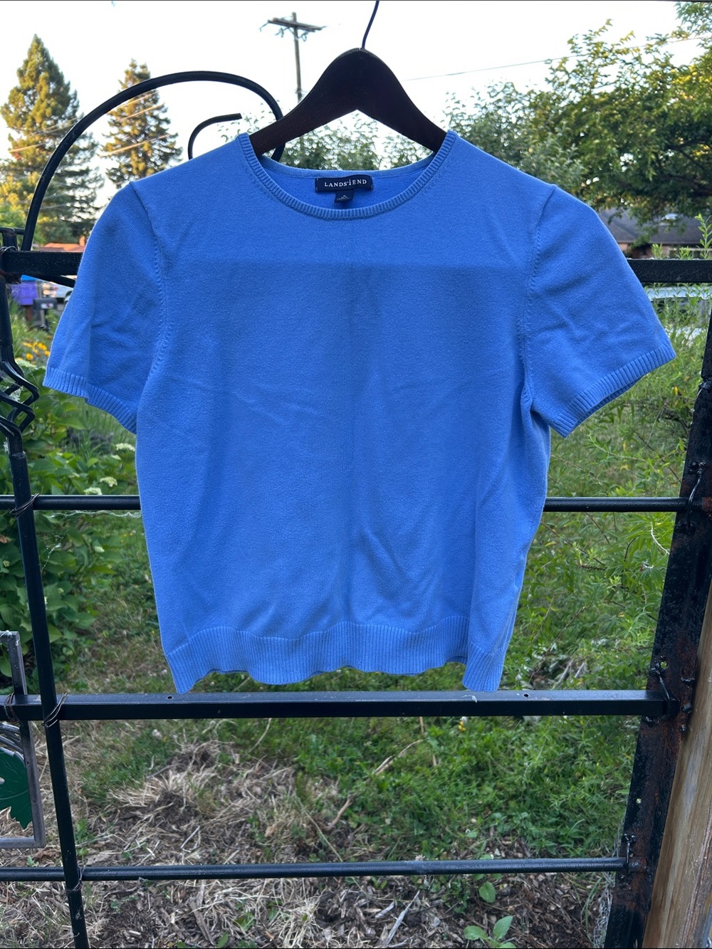 Land’s End blue mostly cotton short sleeve sweater/shirt size M